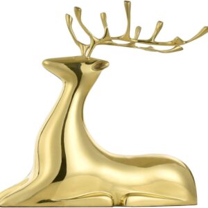 Feng Shui Ornaments Simple and Light Luxury Pure Copper Deer Statue Room Porch TV Cabinet Decoration Feng Shui Ornaments Simple and Light Luxury Pure Copper Deer Statue Room Porch TV Cabinet Decoration