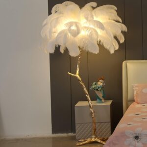 Modern Luxury Real Ostrich Feather Gold Floor Lamp Metal Resin Nordic Standing Lamp Villa Repot Hotel Decor Lighting Romantic Princess Bedroom Bedside Floor Lamp 160cm(w/LED Bulbs Gfit)-White Modern Luxury Real Ostrich Feather Gold Floor Lamp Metal Resin Nordic Standing Lamp Villa Repot Hotel Decor Lighting Romantic Princess Bedroom Bedside Floor Lamp 160cm(w/LED Bulbs Gfit)-White