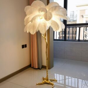 Natural Ostrich Feather Floor Lamp Natural Ostrich Feather Floor Lamp