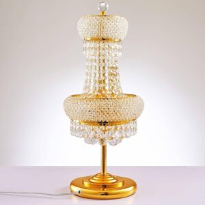 6-Lights Golden Finish Classic Empire Style K9 Crystal Ball Bedside Desk Table Lamp Night Light Fixture for Living Room Dining Room Bedroom Office Home Table Decoration (W 10 × H 22 inch) 6-Lights Golden Finish Classic Empire Style K9 Crystal Ball Bedside Desk Table Lamp Night Light Fixture for Living Room Dining Room Bedroom Office Home Table Decoration (W 10 × H 22 inch)