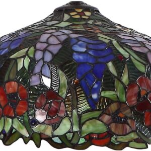 Bieye S10557 Tiffany-Style Stained Glass Lampshade – Elegant Wisteria and Rose Flower Design – 16-inch Wide, 10-inch High Bieye S10557 Tiffany-Style Stained Glass Lampshade – Elegant Wisteria and Rose Flower Design – 16-inch Wide, 10-inch High