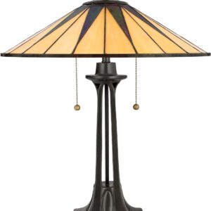 Quoizel TF6668VB Gotham Tiffany Table Lamp, 2-Light, 150 Watts, Vintage Bronze (25″ H x 19″ W) Quoizel TF6668VB Gotham Tiffany Table Lamp, 2-Light, 150 Watts, Vintage Bronze (25″ H x 19″ W)