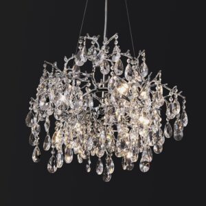 Modern Crystal Chandelier – 23.6″ Silver Tree Branch Chandeliers for Dining Room,Round Raindrop Chandelier Over Table Light Fixture for Living Room, Foyer, High Ceiling Modern Crystal Chandelier – 23.6″ Silver Tree Branch Chandeliers for Dining Room,Round Raindrop Chandelier Over Table Light Fixture for Living Room, Foyer, High Ceiling